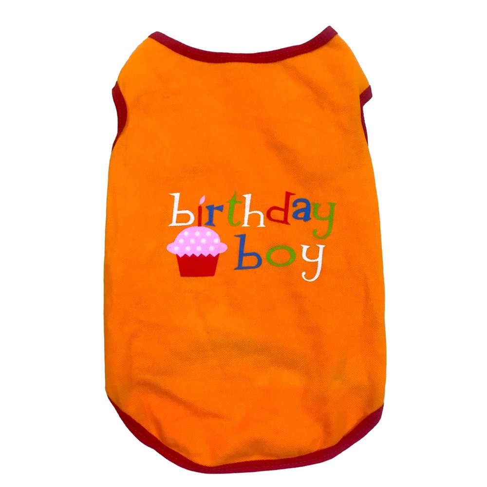Dog Birthday Boy Shirt M/L Orange Pet Top Animal Outfit Cupcake